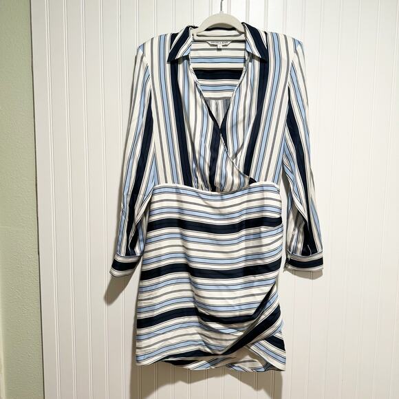 Veronica Beard Kadie Striped Silk Blend Charmeuse Mini Dress Size 10 - Picture 2 of 7